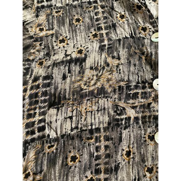 Vtg. Impressions Burn Out Modern Floral Print Short Sleeve Top SZ L - Picture 9 of 9